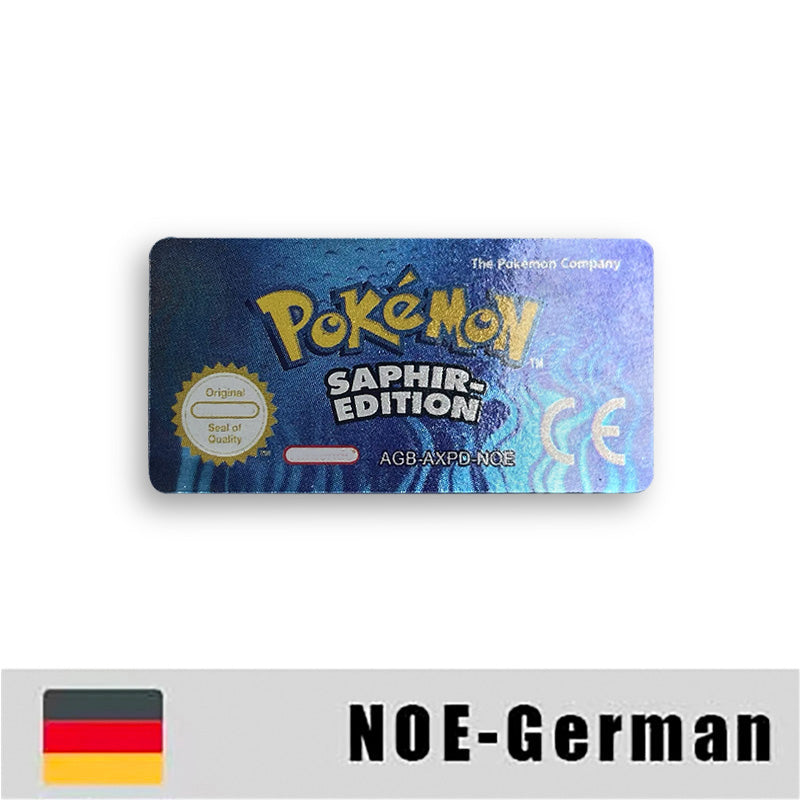 Pokemon Leaf Green Fire Red Ruby Emerald Sapphire Game Cartridge Label Stickers for Gba