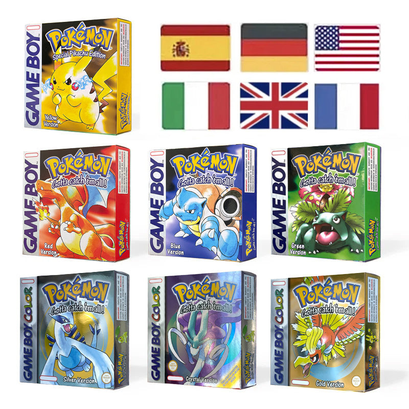 NOE ITA USA EUR ESP yellow green red gold crystal blue silver Pokemon Series Nintendo Metallic Holographic BOX trey for GBC