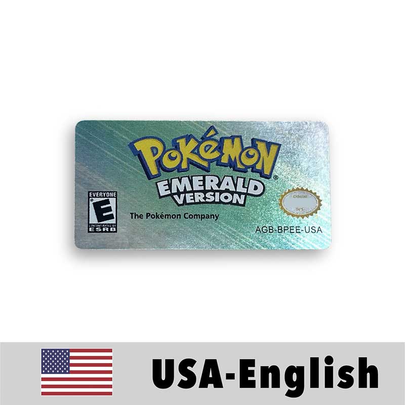 USA FRA NOE ESP ITA EUR Pokemon Emerald Sapphire Leafgreen Ruby Firered Metallic FoilFinish Box Trey Manual label for GBA