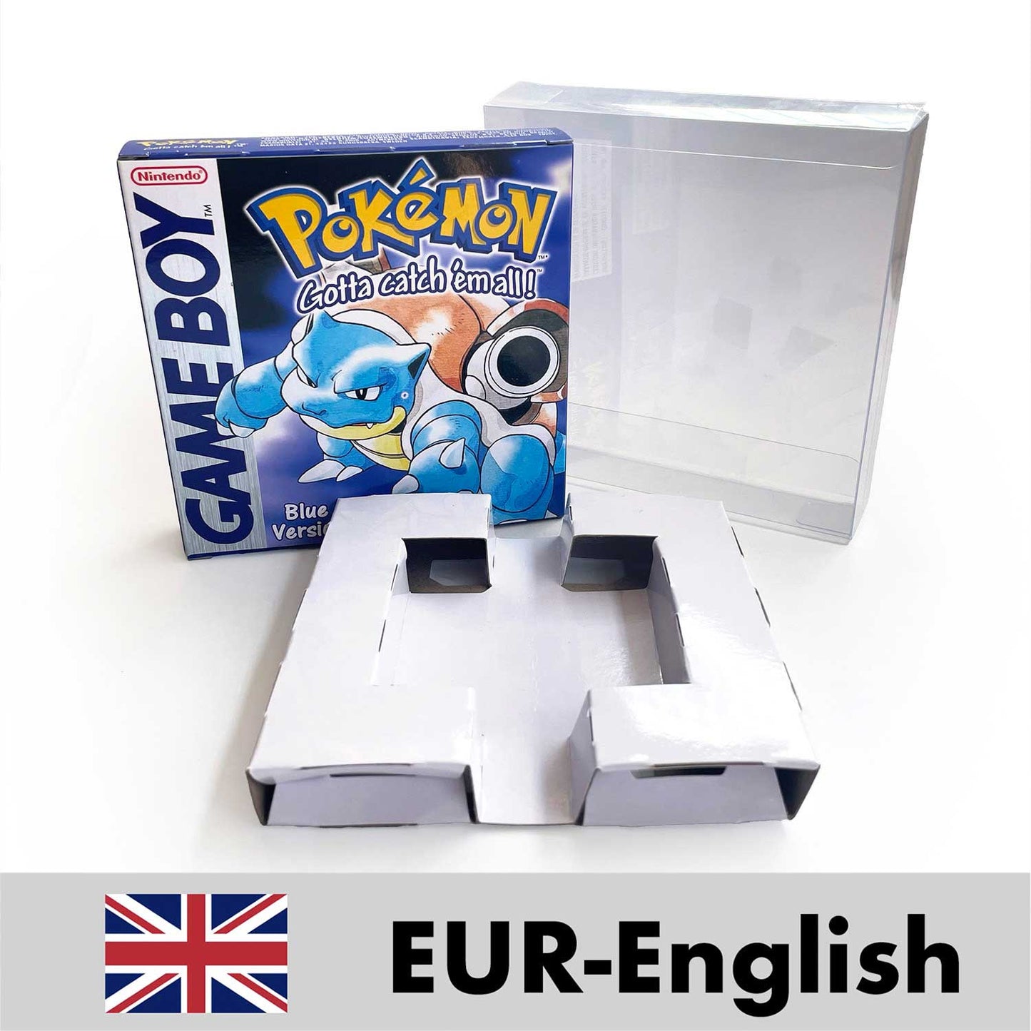 USA FRA NOE ESP ITA EUR Pokemon crystal gold silver red blue yellow Metallic FoilFinish Box Trey Manual label for GBC