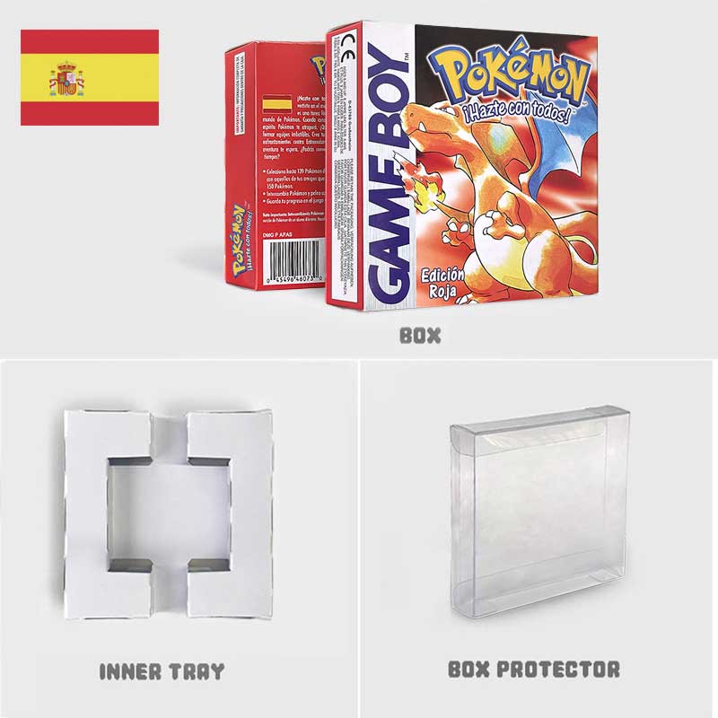 USA FRA NOE ESP ITA EUR Pokemon crystal gold silver red blue yellow Metallic FoilFinish Box Trey Manual label for GBC