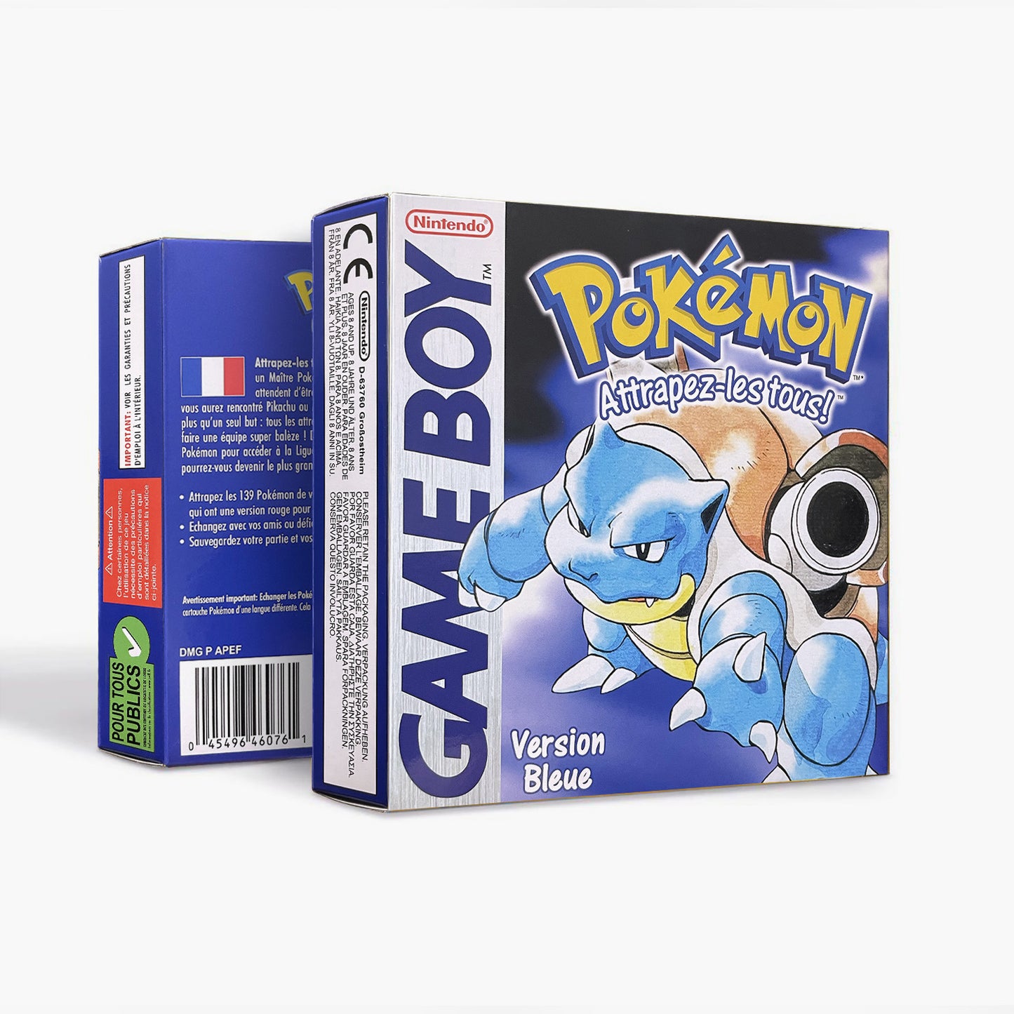 GBC game FRA French pokemon blue version Nintendo Battery save flash cart pokemon bleu cartridge tray box gbc game boy color
