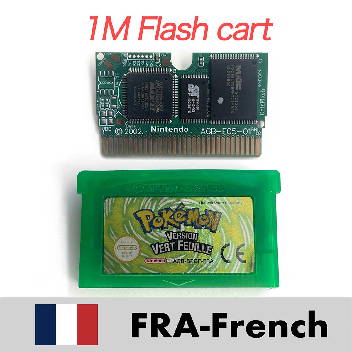 USA ESP NOE FRA EUR ITA 1M/RTC Flash cart Pokemon Emerald,firered,ruby,sapphire,leafgreen Game Cartridge for GBA multiple languages