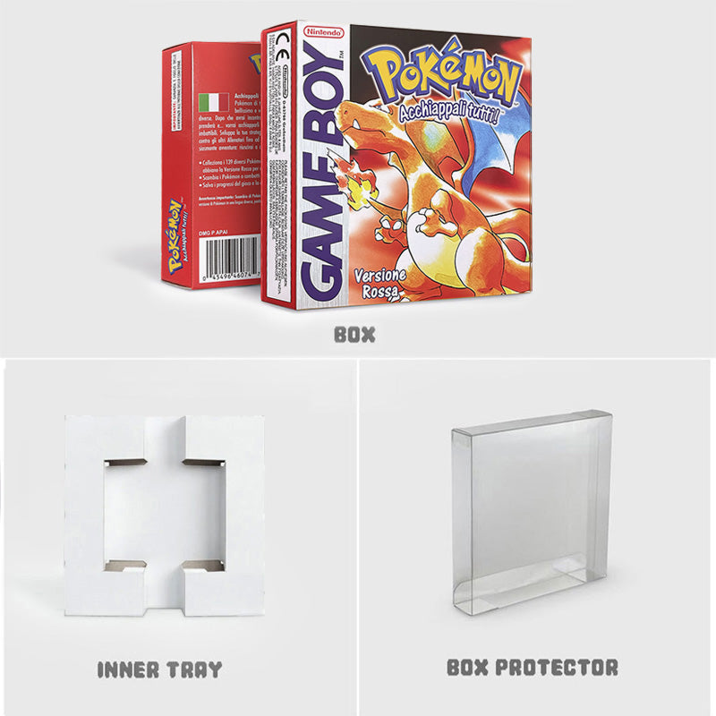 gbc game ITA Italian pokemon red version Battery save no RTC Flash pokemon rosso cartridge with tray box gbc game boy color