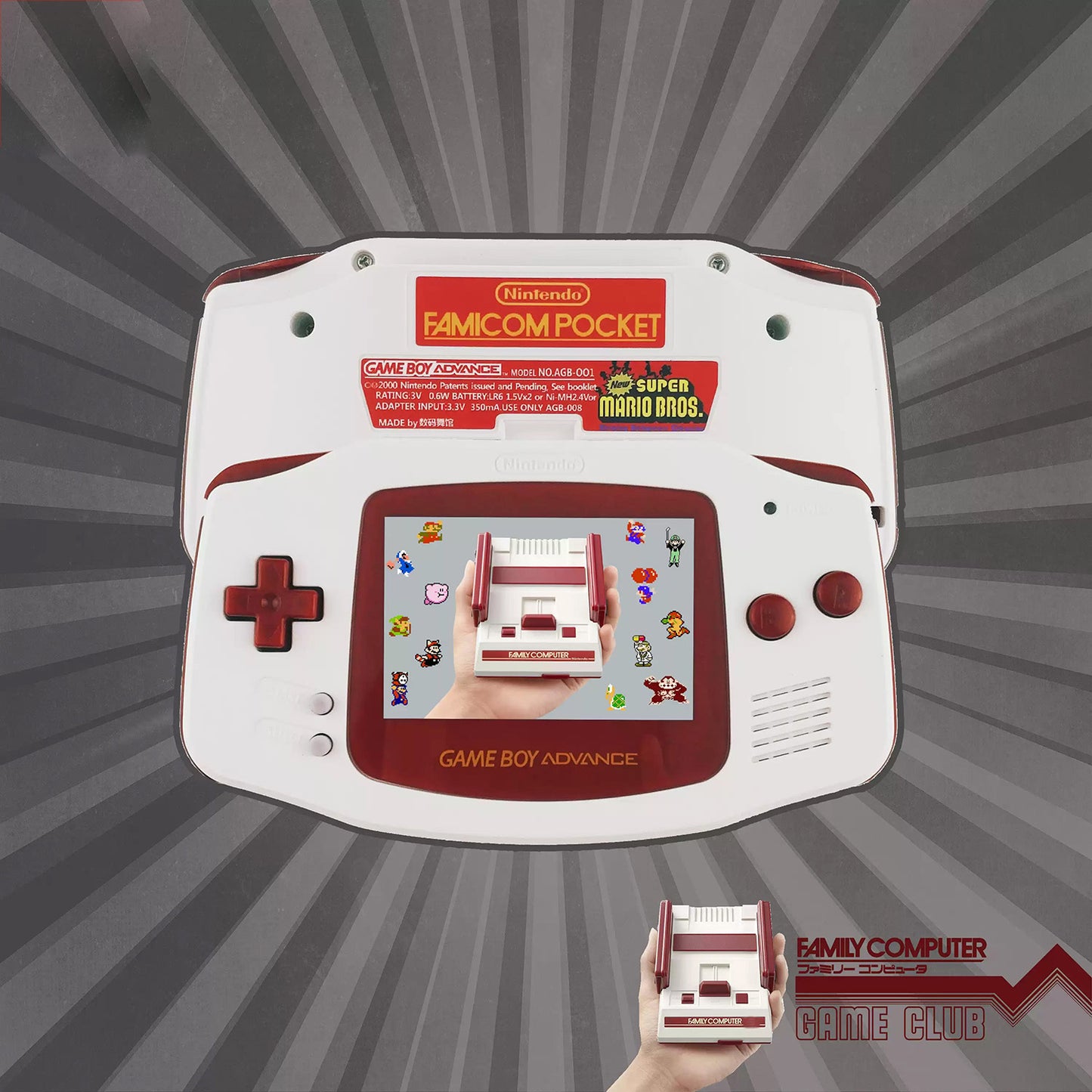 Original Gameboy game console with high brightness backlight GBA handheld device for children born in the 1980s