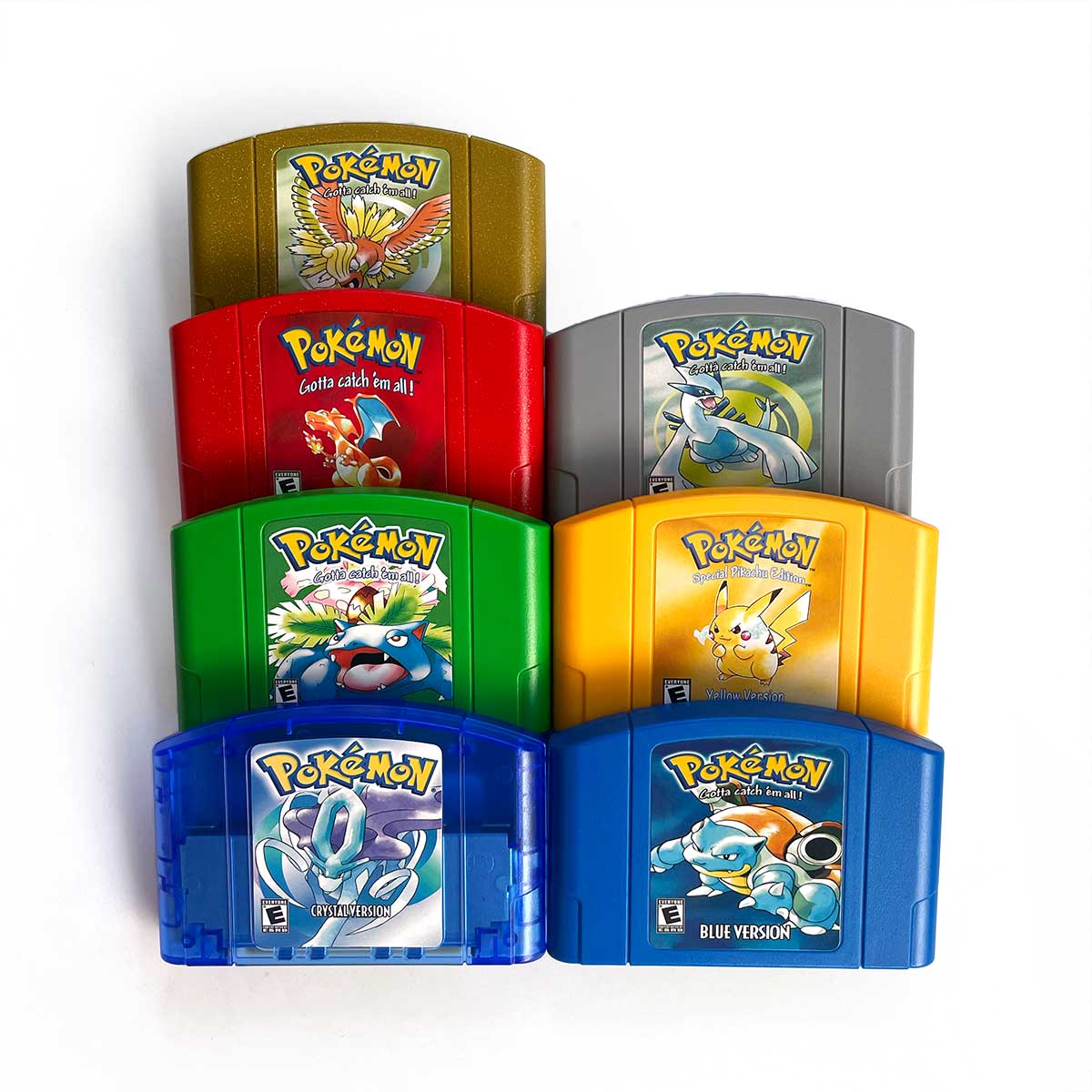 USA NTSC Pokemon Blue Crystal Red Silver Yellow Gold Green Game Cartridge 64 Bit Game Consoles with Retail Box for N64