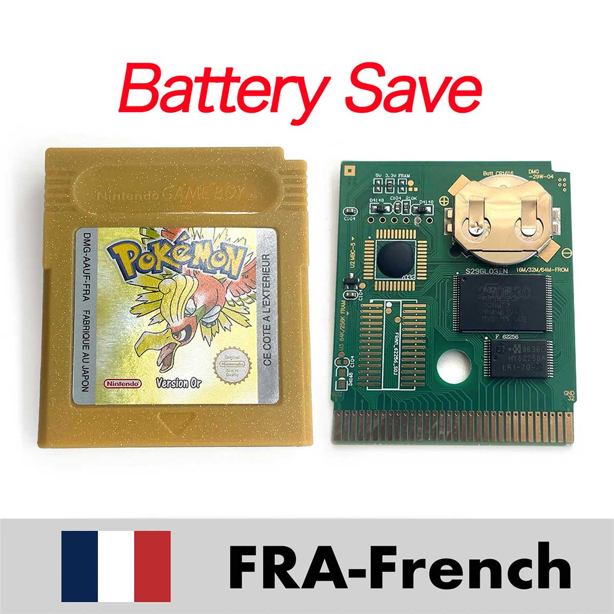 USA ITA NOE FRA ESP EUR version battery save cart pokemon yellow red crystal gold silver blue 16 bit Game Cartridge for GBC