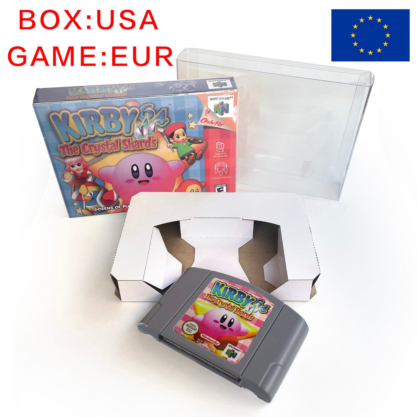 EUR PLA version English kirby 64 game cartridge with tray box for N64 Nintendo 64
