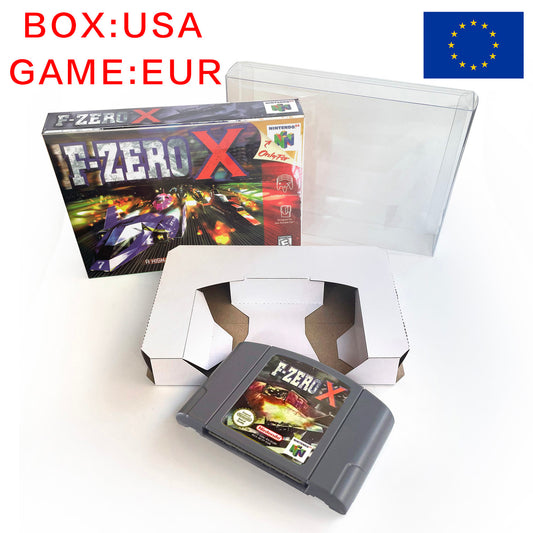 EUR PLA version English F-Zero X game cartridge with tray box for N64 Nintendo 64