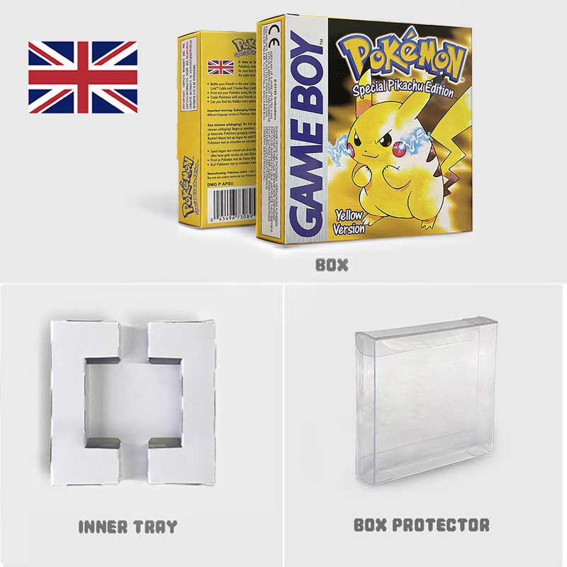 USA FRA NOE ESP ITA EUR Pokemon crystal gold silver red blue yellow Metallic FoilFinish Box Trey Manual label for GBC