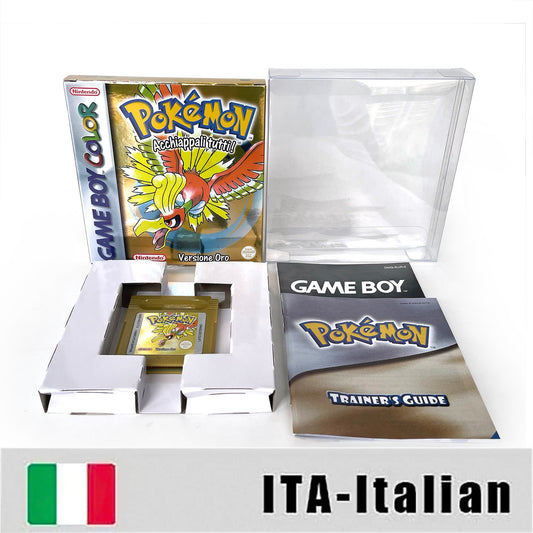 GBC game ITA pokemon gold version RTC Flash cart Nintendo pokemon oro Battery save cartridge with tray box game boy color
