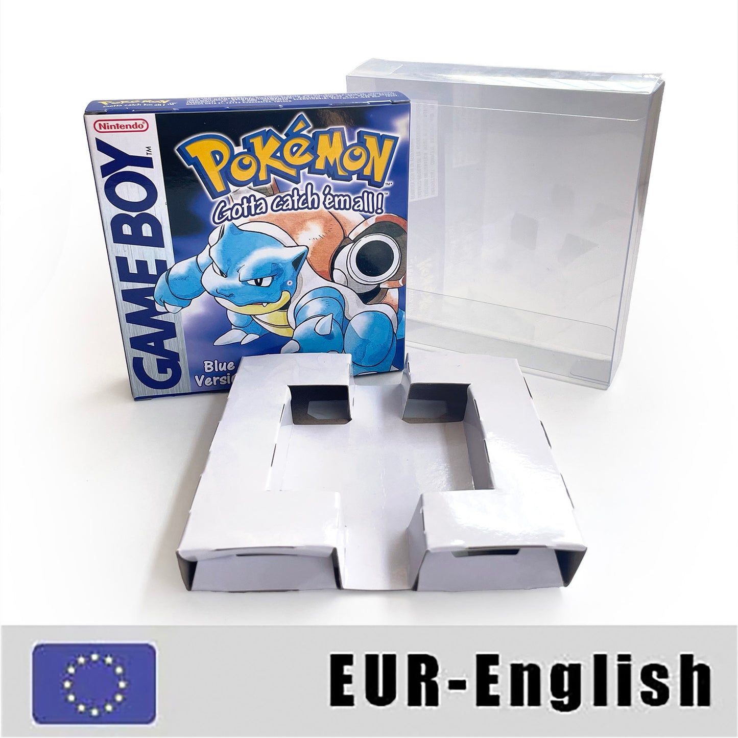 GBC game EUR english pokemon blue version Nintendo Battery save flash cart cartridge tray box gbc game boy color