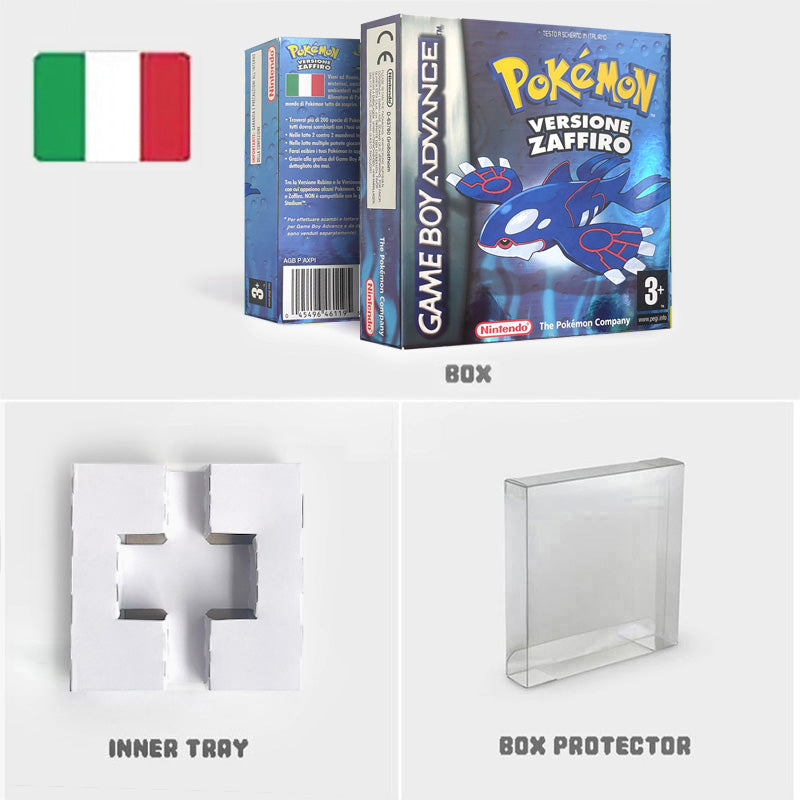 USA NOE FRA EUR ESP ITA Pokemon Emerald Ruby Leafgreen Sapphire Firered Nintendo Metallic Holographic BOX for GBA multiple languages