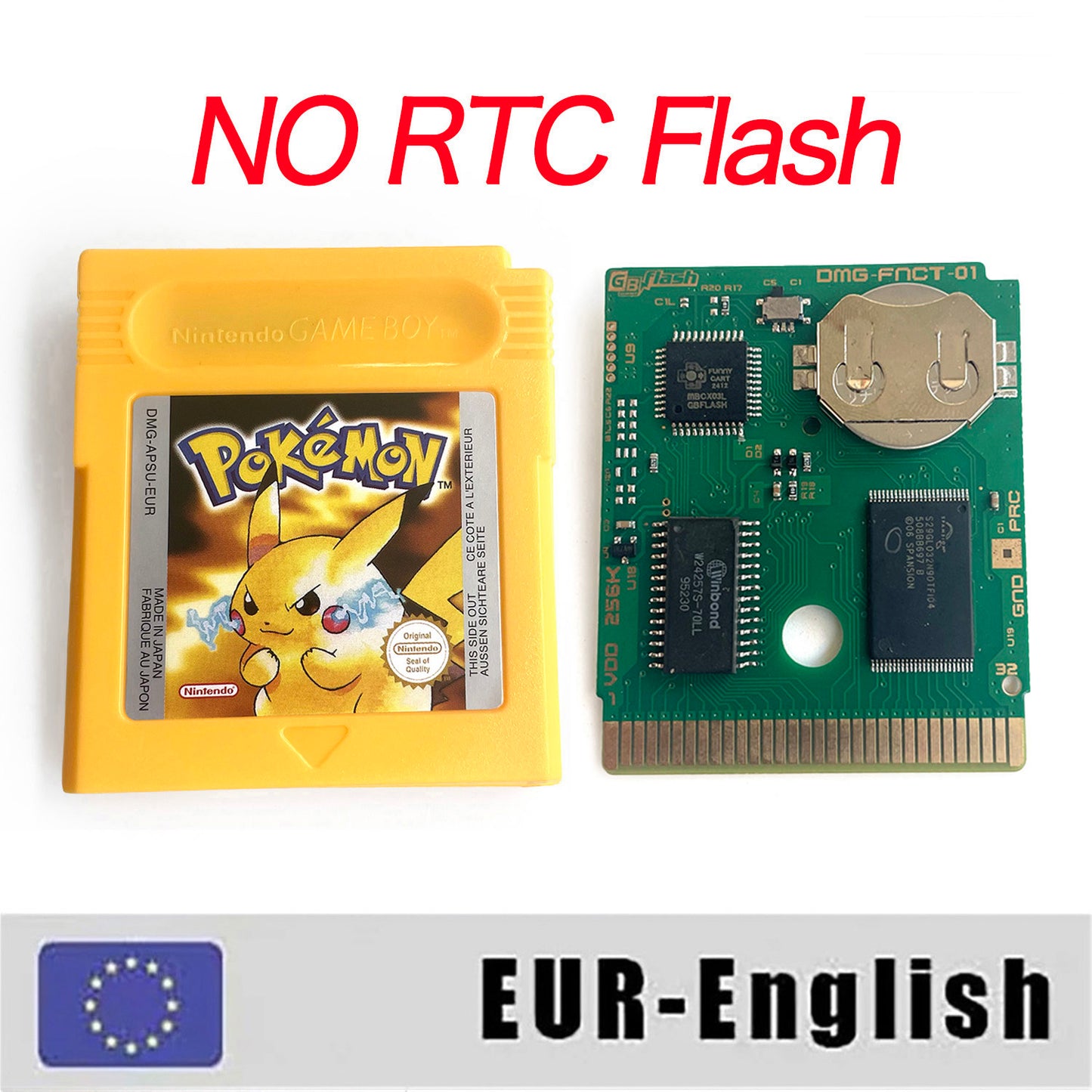 GBC game EUR english pokemon yellow version Nintendo Battery save NO RTC flash pokemon giallo cartridge tray box gbc game boy color