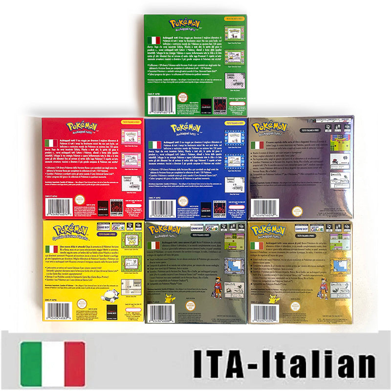 NOE ITA USA EUR ESP yellow green red gold crystal blue silver Pokemon Series Nintendo Metallic Holographic BOX trey for GBC