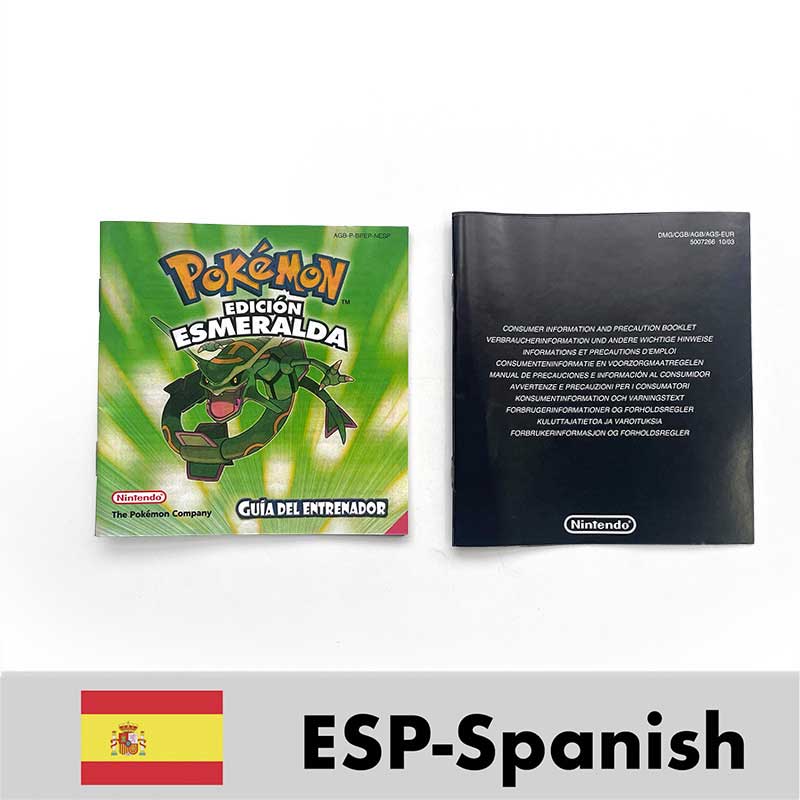 USA FRA NOE ESP ITA EUR Pokemon Emerald Sapphire Leafgreen Ruby Firered Metallic FoilFinish Box Trey Manual label for GBA
