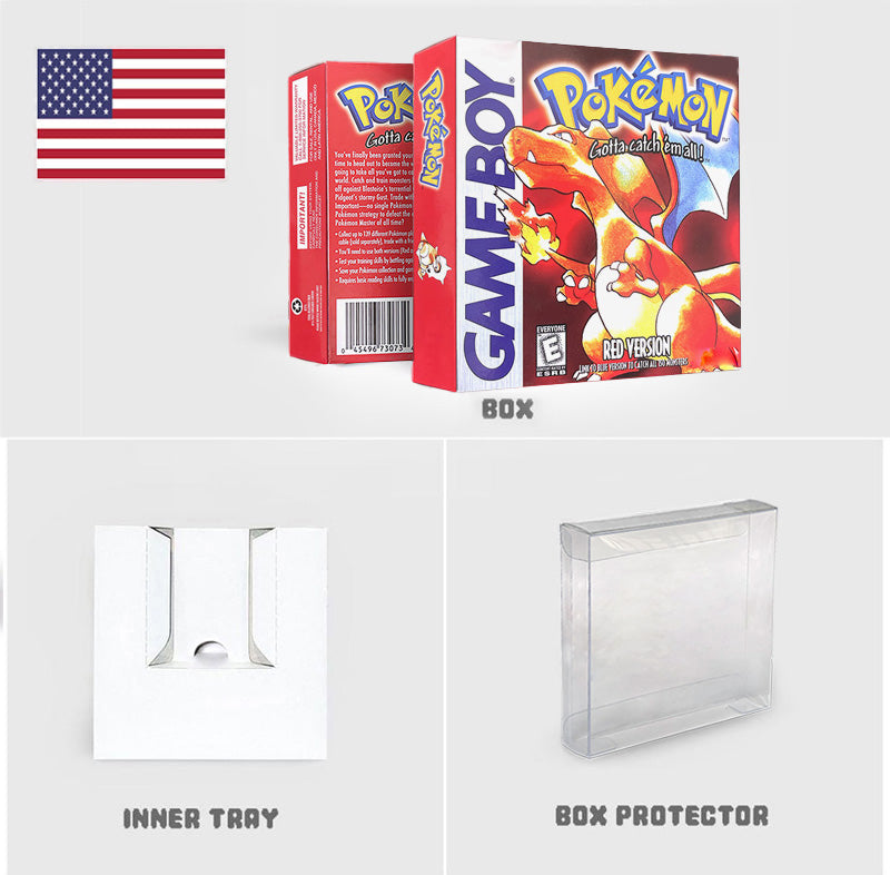 USA Pokemon red English Version Battery Save no RTC Flash Cart IC Save Manual Cartridge with Tray Box for Gbc Game Boy Color