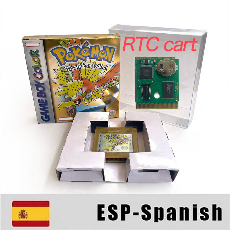 ITA ESP EUR FRA NOE USA Pokemon series RTC Flash silver crystal gold NO RTC flash yellow red blue 16 bit box tray Game Cartridge for GBC Multi-language
