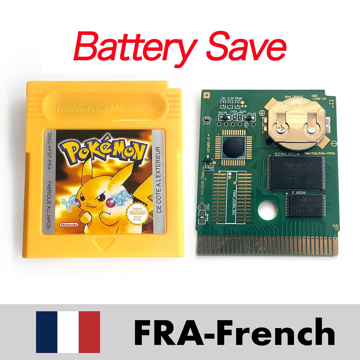 USA ITA NOE FRA ESP EUR version battery save cart pokemon crystal gold silver yellow red blue 16 bit Game Cartridge for GBC