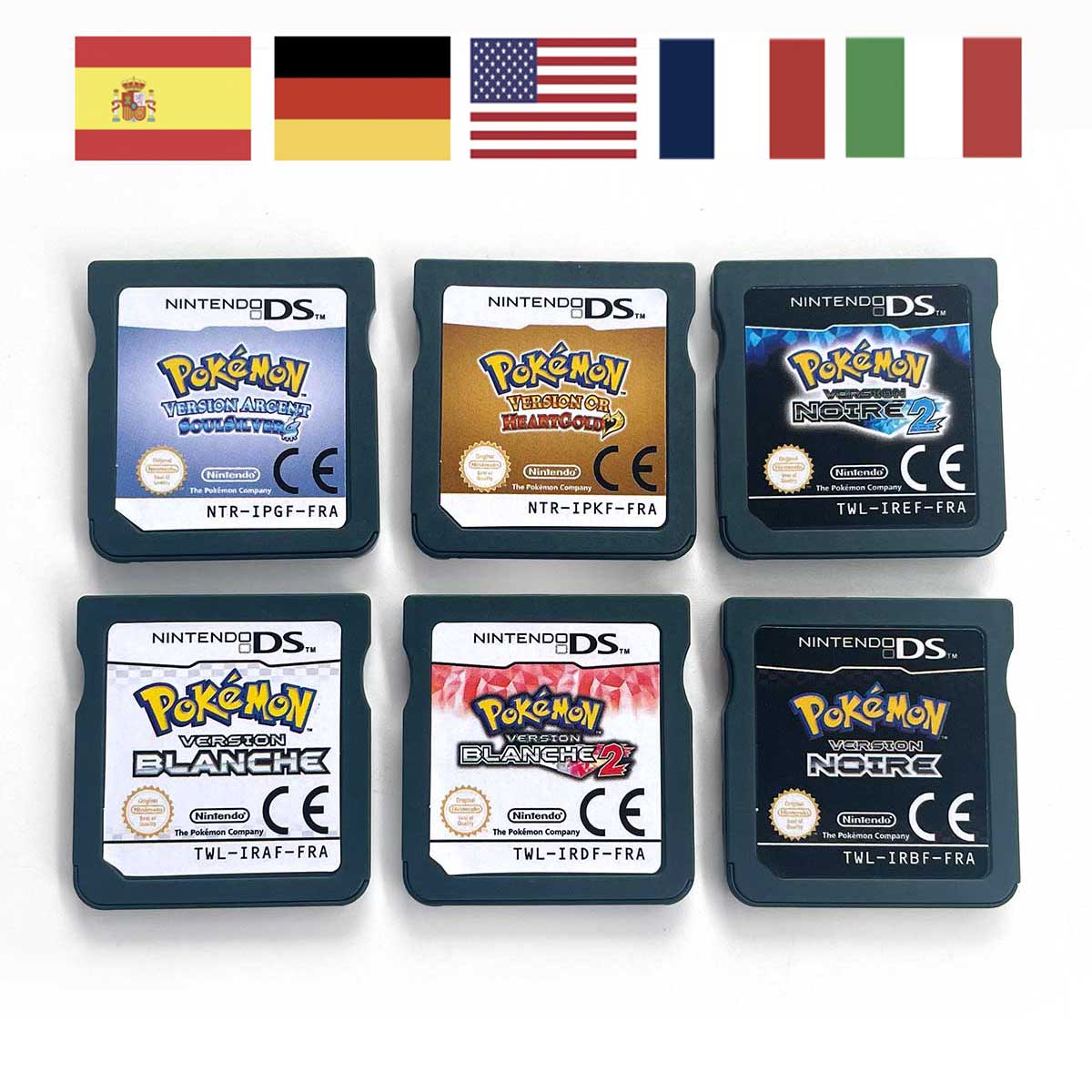 USA FRA ITA NOE ESP Pokemon HeartGold SoulSilver Black 1 2 White 1 2 Nintendo Game Cartridge for DS NDS 3DS
