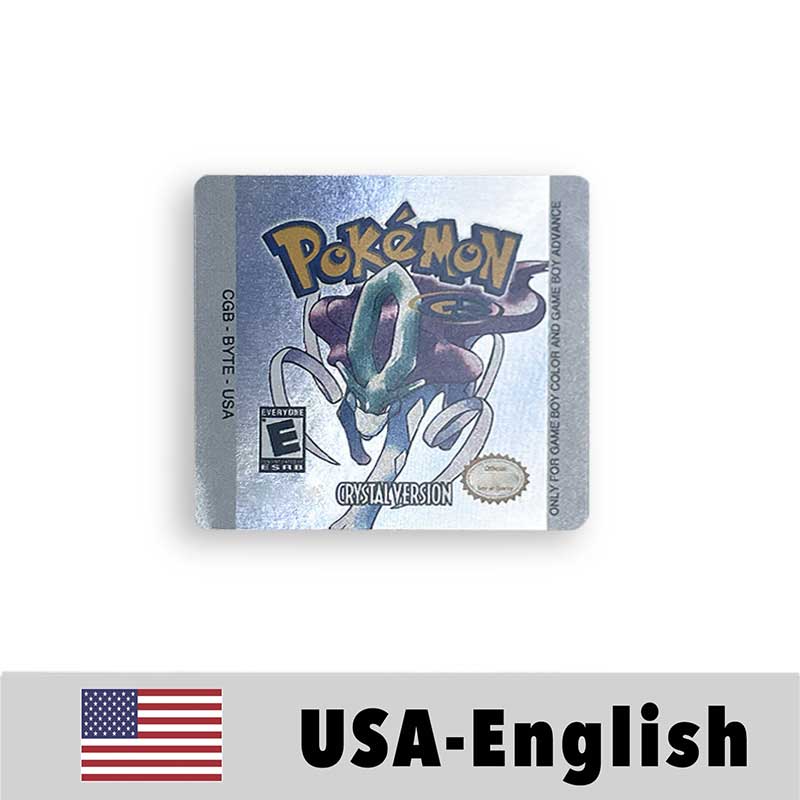 USA FRA NOE ESP ITA EUR Pokemon crystal gold silver red blue yellow Metallic FoilFinish Box Trey Manual label for GBC