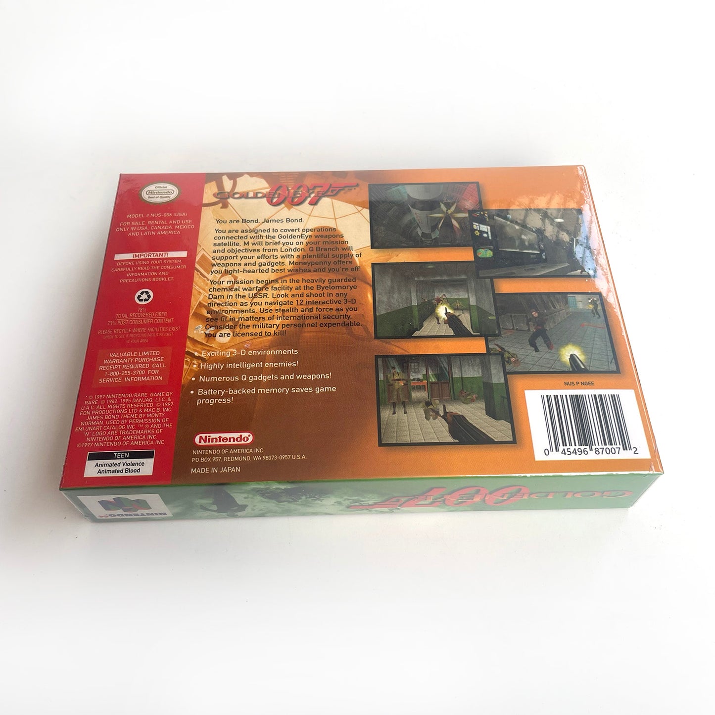 EUR PLA version English goldeneye 007 game cartridge with tray box for N64 Nintendo 64