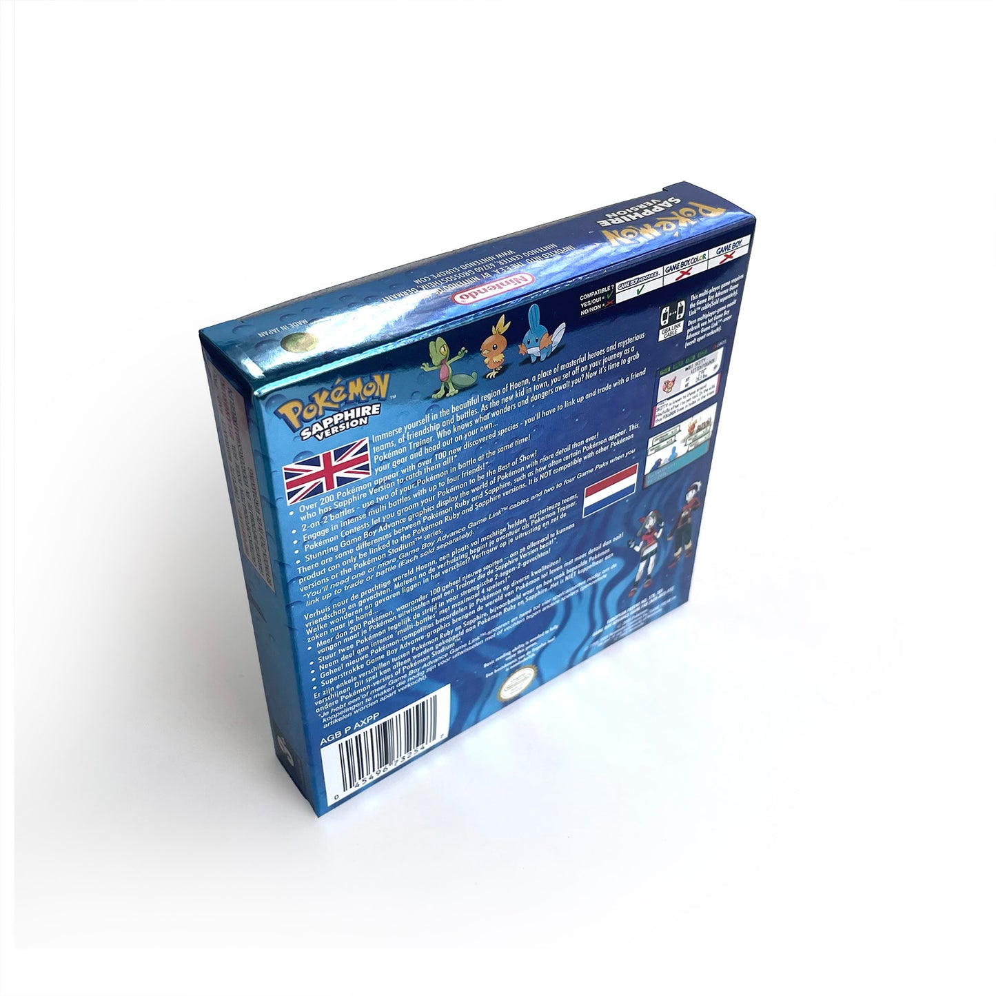 EUR English IC save rtc flash cart Real Time Clock pokemon sapphire version box with tray Nintendo game cartridge for gba