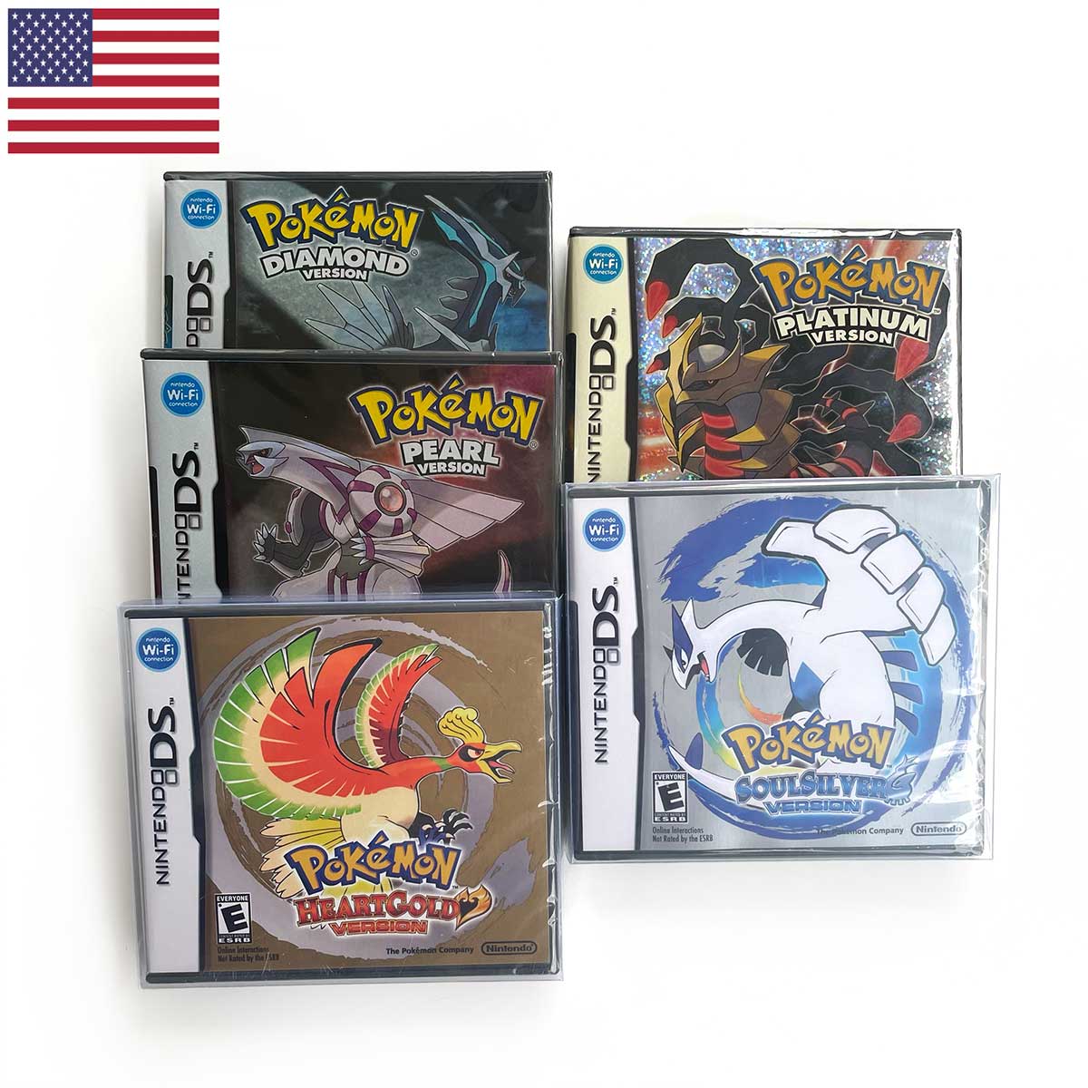 USA English Pokemon Platinum HeartGold SoulSilver Diamond Pearl Sealed Package Game Cartridge with Box and Manual for DS