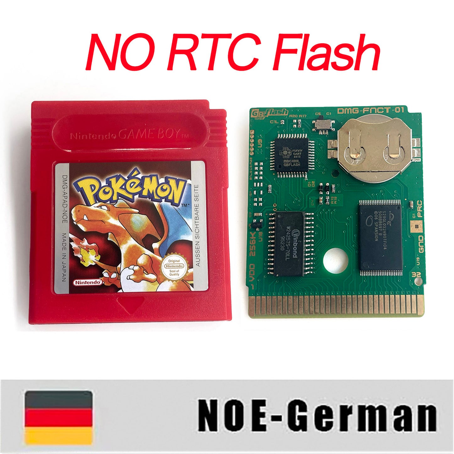 gbc game NOE German pokemon red version Battery save no RTC Flash pokemon rot cartridge with tray box gbc game boy color