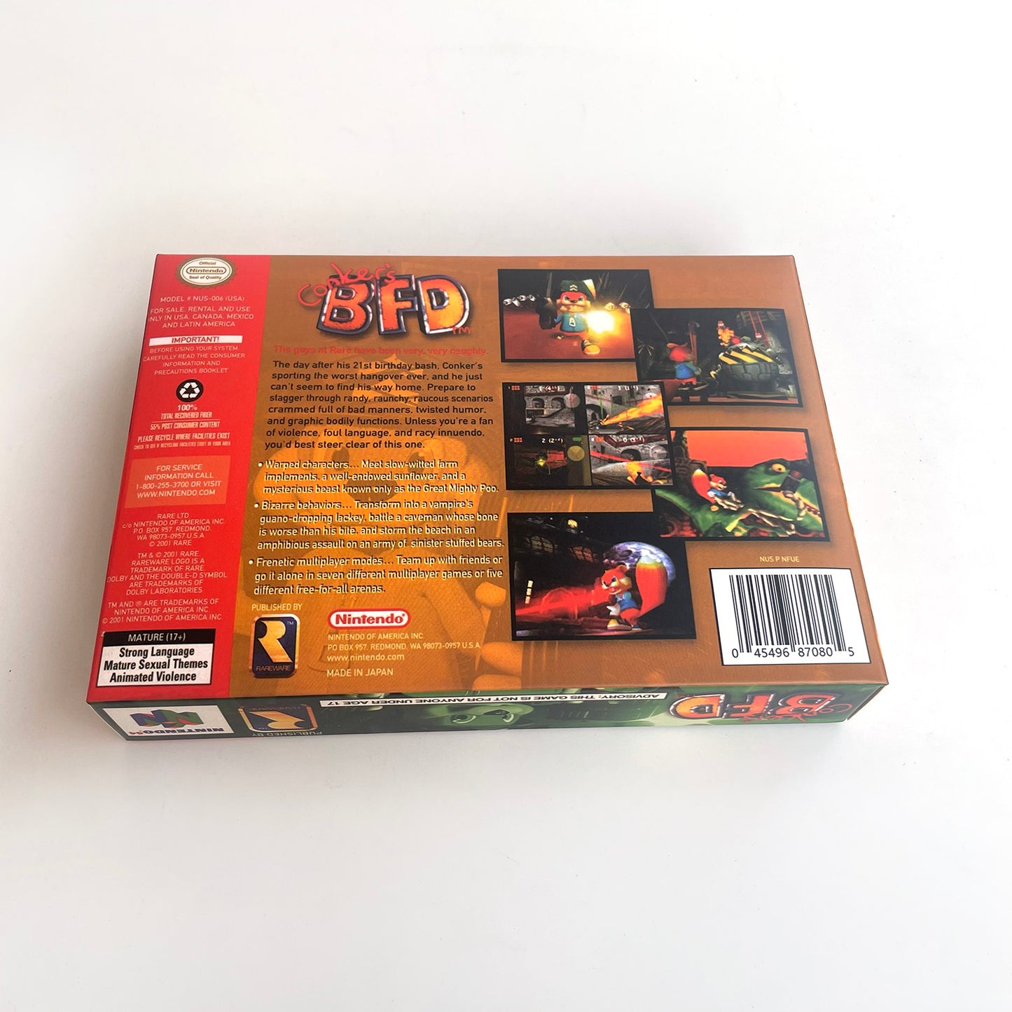 EUR PLA version English Conkers conkers bad fur day game cartridge with tray box for N64 Nintendo 64