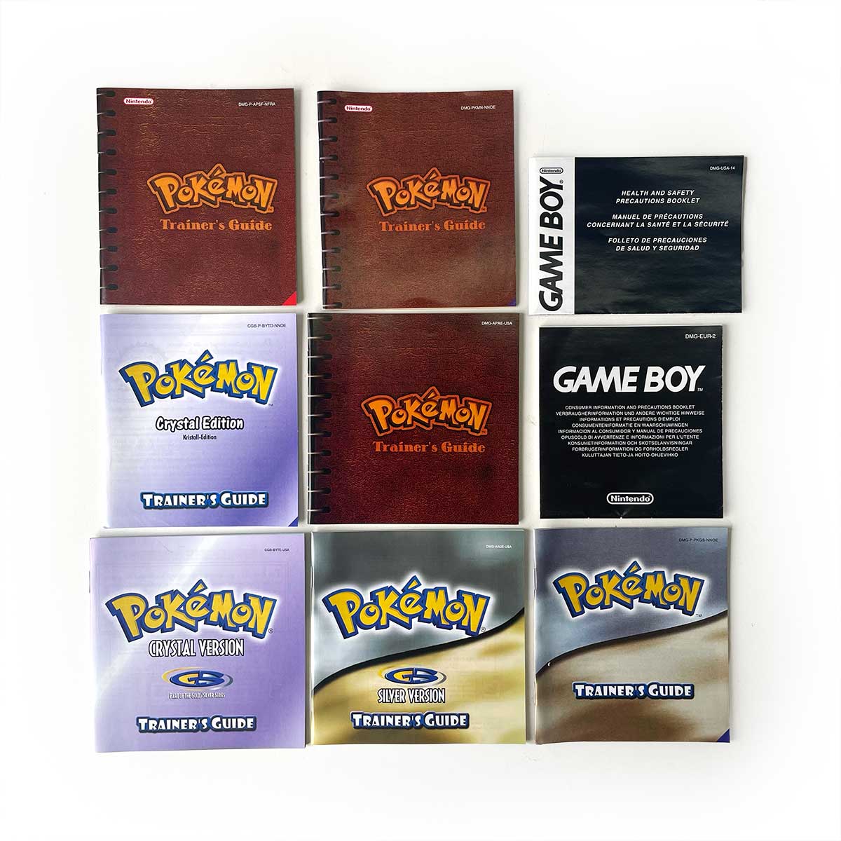 USA FRA NOE ESP ITA Pokemon Yellow Blue Red Crystal Silver Gold Green box and manual for GBC