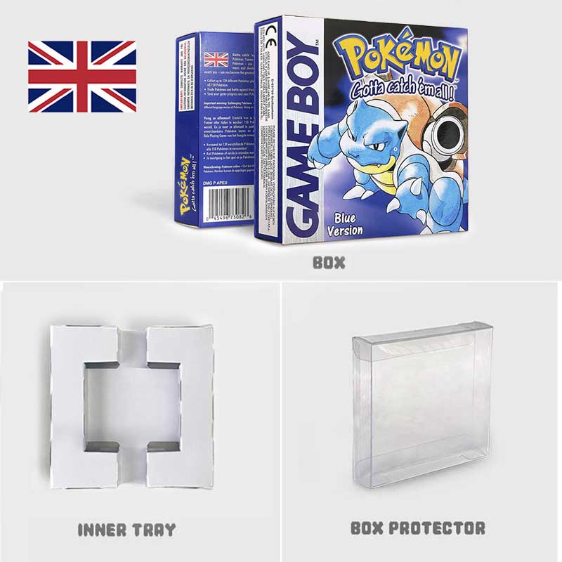 USA FRA NOE ESP ITA EUR Pokemon crystal gold silver red blue yellow Metallic FoilFinish Box Trey Manual label for GBC