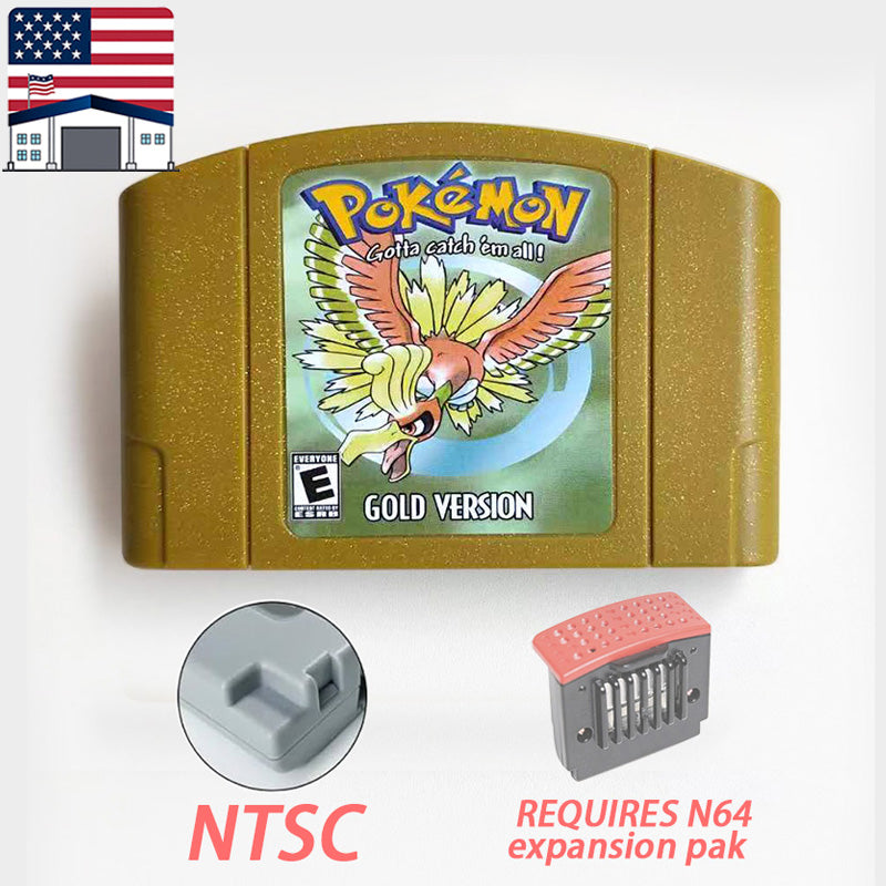 （Shipped from the United States) USA NTSC Pokemon blue/crystal /red silver /yellow /gold /green Game Cartridge 64 Bit Game Consoles for N64