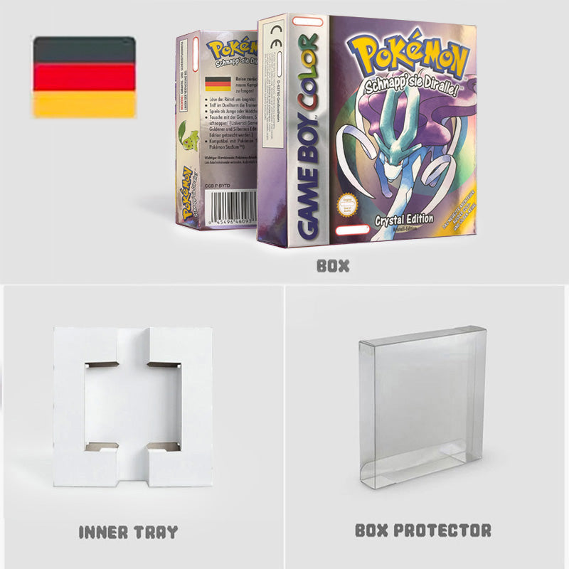 NOE ITA USA EUR ESP yellow green red gold crystal blue silver Pokemon Series Nintendo Metallic Holographic BOX trey for GBC