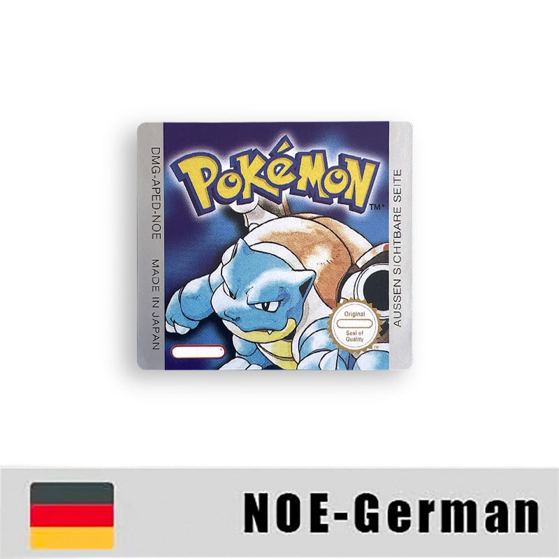 Pokemon Yellow Blue Red Crystal Silver Gold Green USA EUR FRA ESP NOE ITA Metallic Label Sticker for GBC