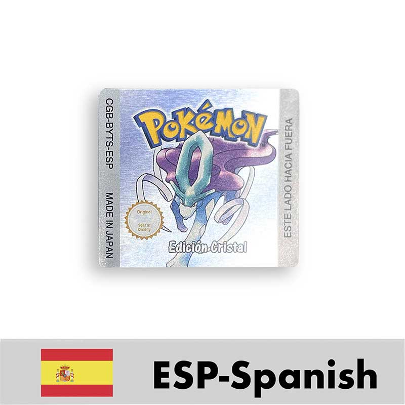 USA FRA NOE ESP ITA EUR Pokemon crystal gold silver red blue yellow Metallic FoilFinish Box Trey Manual label for GBC