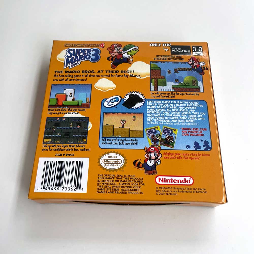 USA Englsih Super Mario Acvance 4 Nintendo Tray Box for Game Cartridge Gba Game Boy Advance