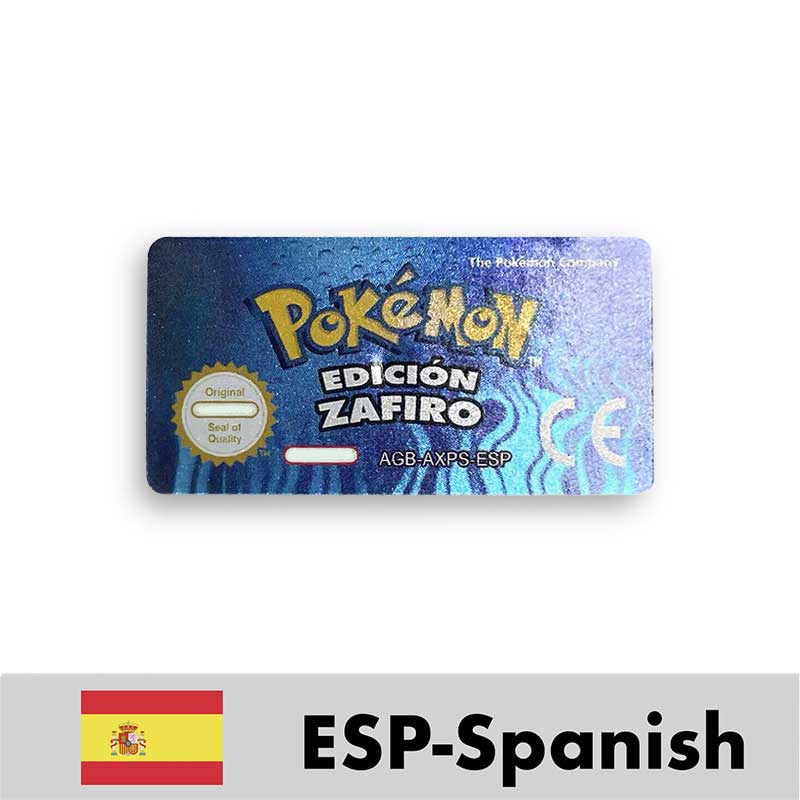 USA FRA NOE ESP ITA EUR Pokemon Emerald Sapphire Leafgreen Ruby Firered Metallic FoilFinish Box Trey Manual label for GBA