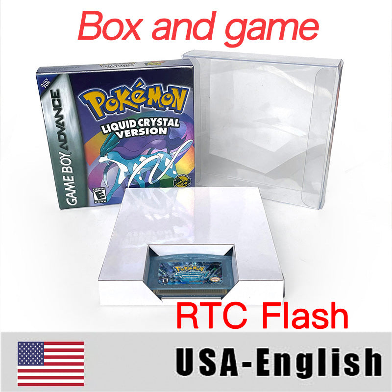 USA ESP RTC/1M Flash cart pokemon GLAZED Emerald Legacy firered rocket Unbound Odyssey lazarus Cartridge BOX Card Rom Hack for gba