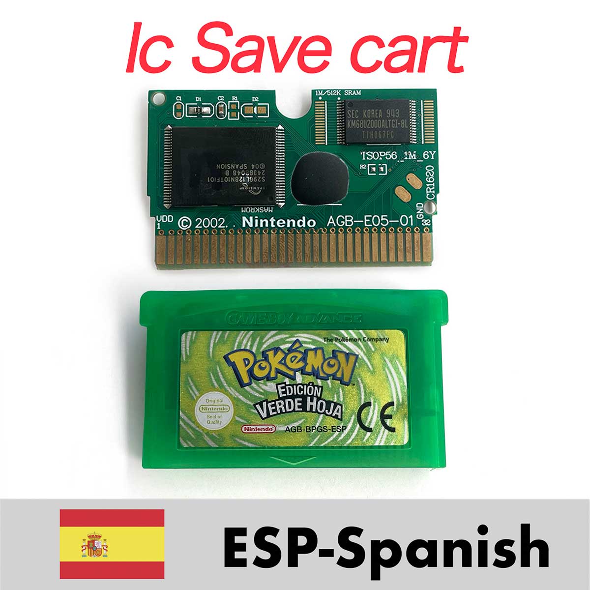 USA ESP NOE FRA EUR ITA IC Save cart Pokemon Emerald,firered,ruby,sapphire,leafgreen Game Cartridge for GBA multiple languages