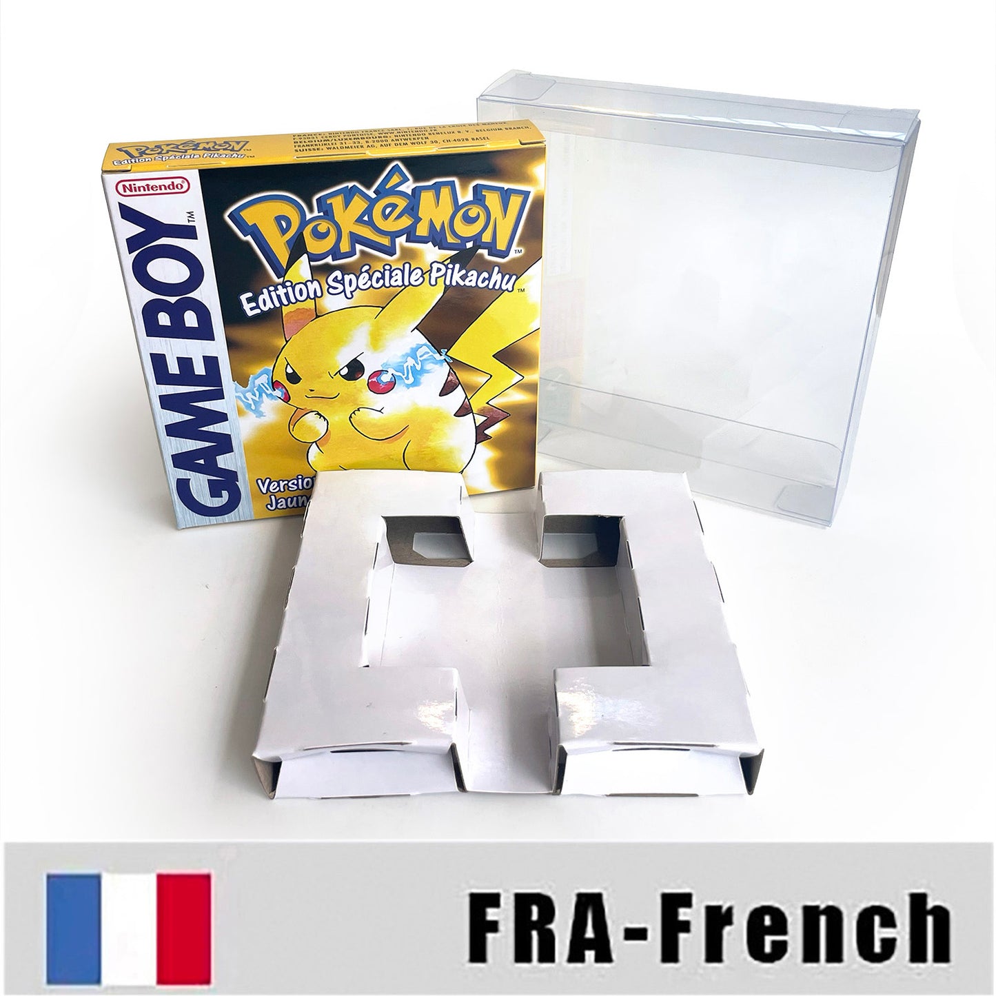 GBC game FRA French pokemon yellow version Nintendo Battery save NO RTC flash pokemon jaune cartridge tray box gbc game boy color