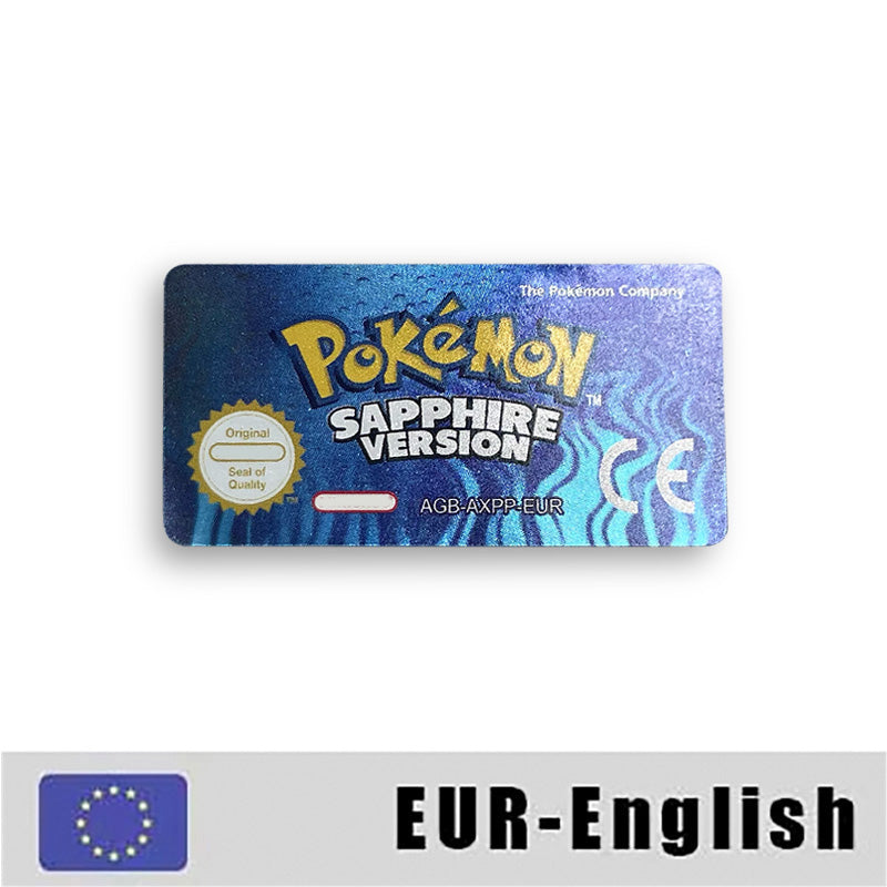 Pokemon Leaf Green Fire Red Ruby Emerald Sapphire Game Cartridge Label Stickers for Gba