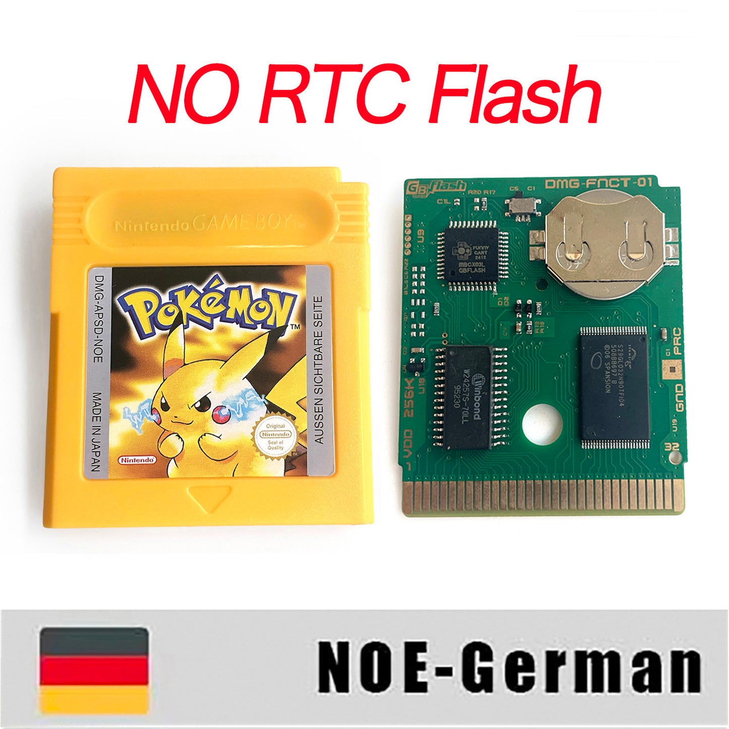 GBC game NOE German pokemon yellow version Nintendo Battery save NO RTC flash pokemon gelb cartridge tray box gbc game boy color