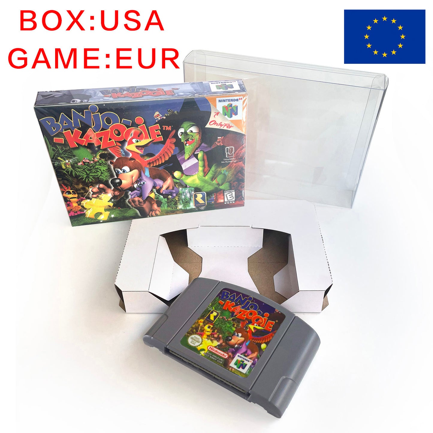 EUR PLA Version English Zelda Major Mask Resident Evil 2 Banjo Kazooie Mario Party 2 Game Cartridge with Tray Box for N64 Nintendo 64