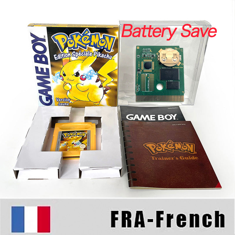 GBC game FRA French pokemon yellow version Nintendo Battery save NO RTC flash pokemon jaune cartridge tray box gbc game boy color