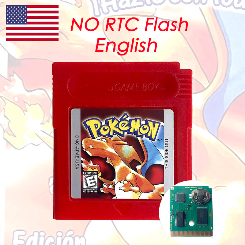 USA Pokemon red English Version Battery Save no RTC Flash Cart IC Save Manual Cartridge with Tray Box for Gbc Game Boy Color