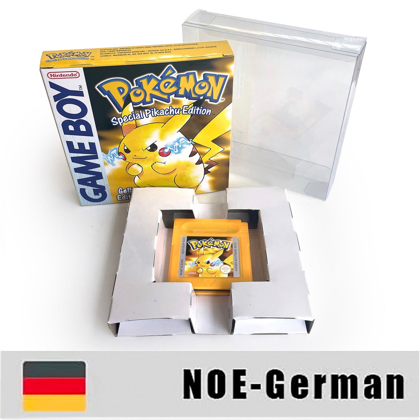 GBC game NOE German pokemon yellow version Nintendo Battery save NO RTC flash pokemon gelb cartridge tray box gbc game boy color