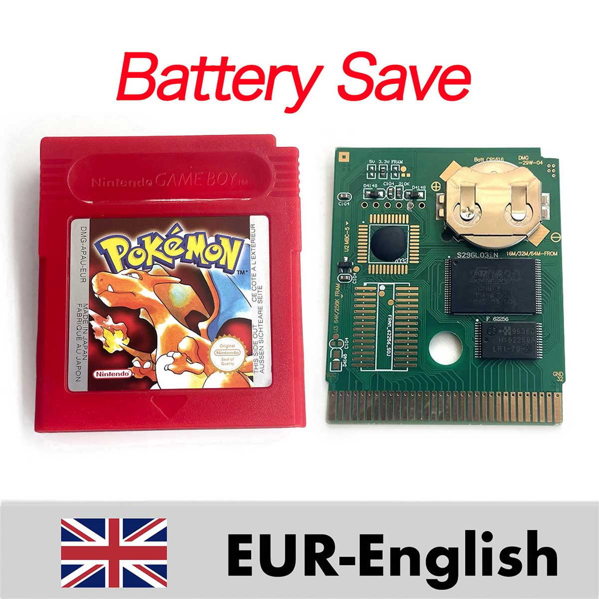 USA ITA NOE FRA ESP EUR version battery save cart pokemon crystal gold silver yellow red blue 16 bit Game Cartridge for GBC