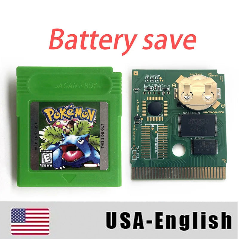 pokemon green version Battery save IC save Manual cartridge with tray box for gbc game boy color