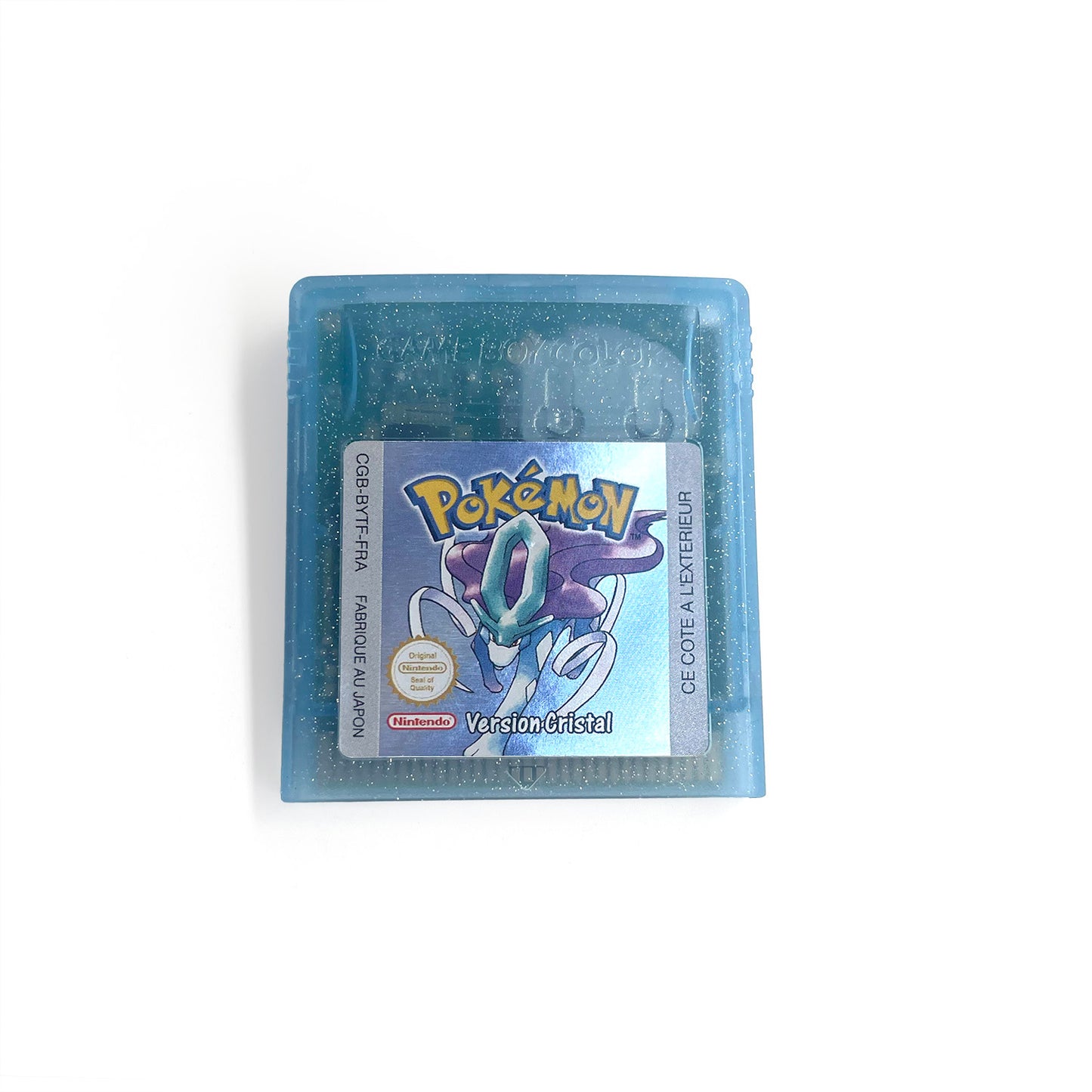 GBC game FRA French pokemon crystal version RTC Flash cart Battery save Nintendo pokemon cristal cartridge tray box game boy color